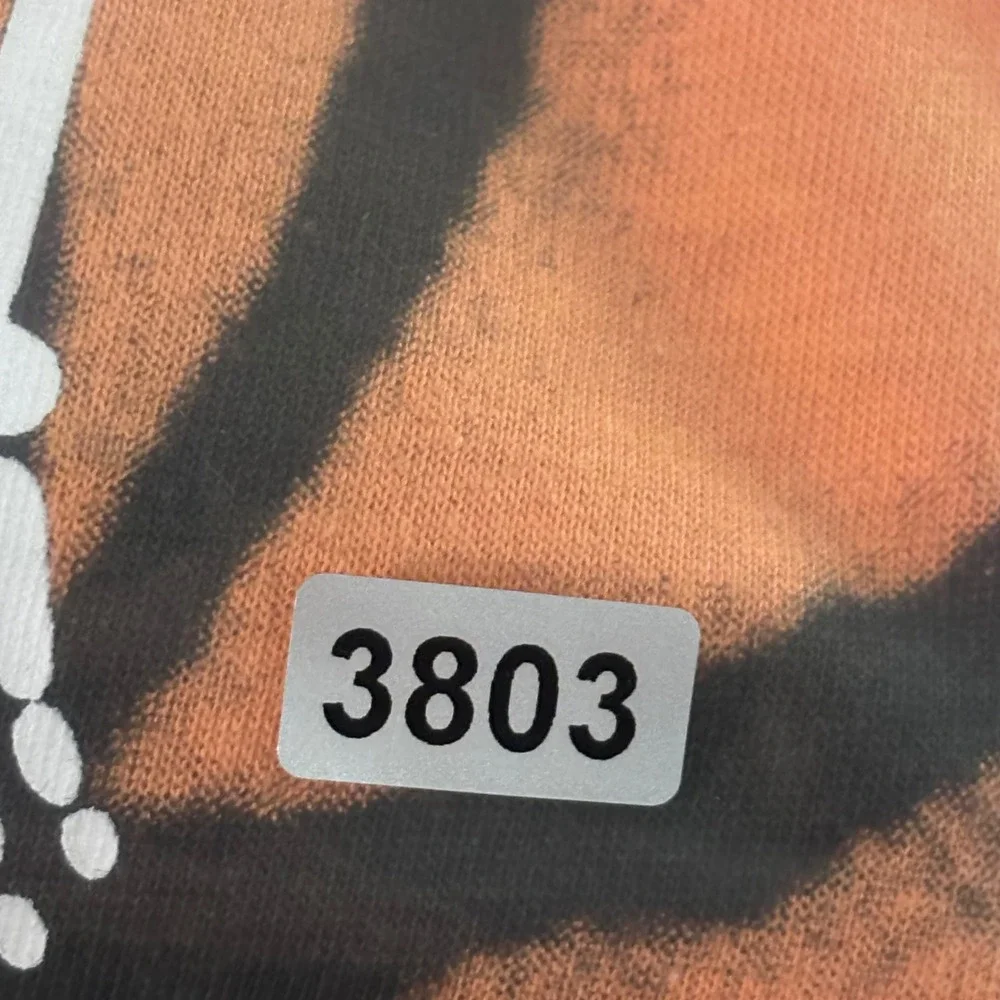 Mighty Fine Mens Orange Black Tie Dye Skeleton Graphic T-Shirt Live Best Life M - Picture 8 of 8